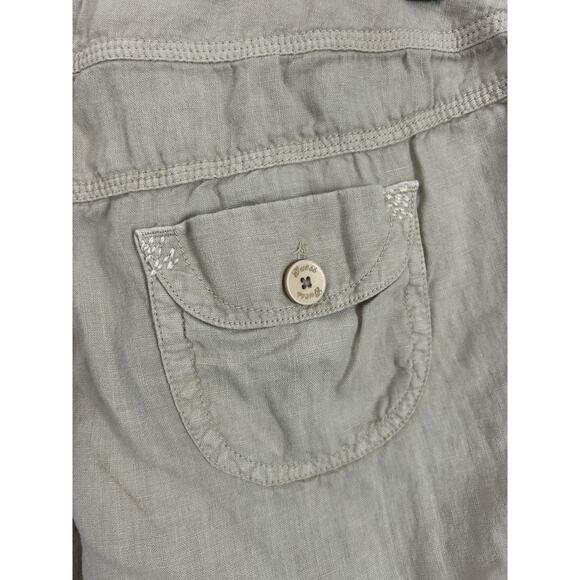 Vintage Y2K Guess Jeans Women's 27 Linen Cargo Pants Drawstring Beige Loose - Picture 8 of 10